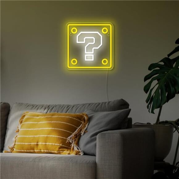 Super Mario Bros LED Question Block Neon Sign Light Game Room Nintendo NES New - Picture 7 of 8